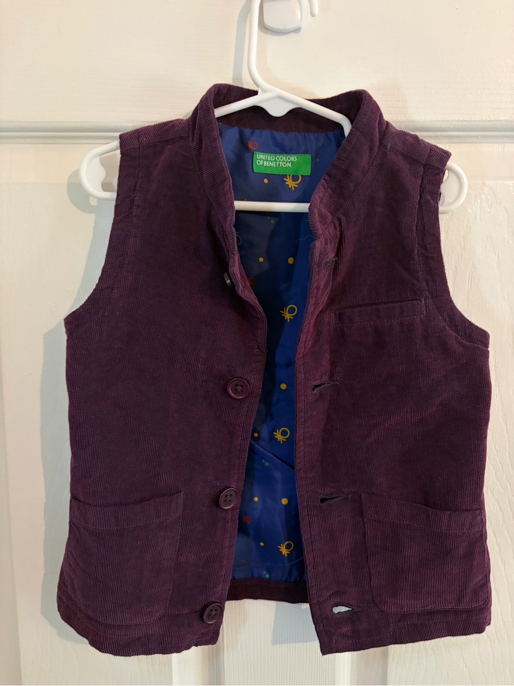 Vintage United Colors of Benetton Deep Plum Corduroy Vest - Girls 4